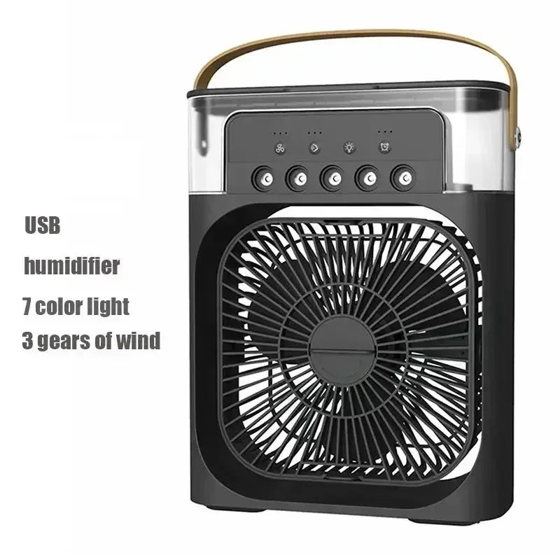 Portable 3-in-1 Cooling Fan - Misting, LED Light & Instant Chill